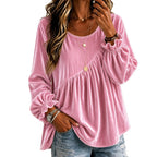 Blouse Femme En Velours À Col Rond Et Volants