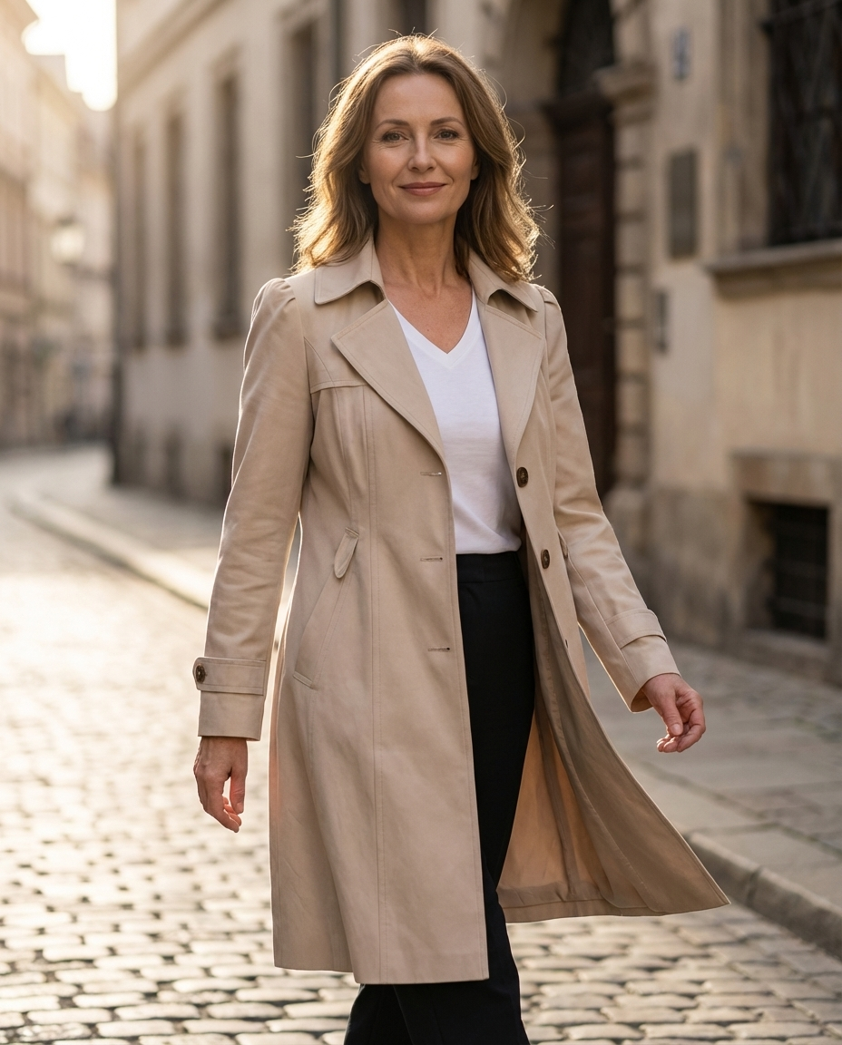 Manteau Long Femme Élégant À Coupe Intemporelle Fluide