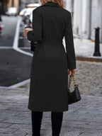 Trench Femme Long Ceinturé Coupe Structurée Noir