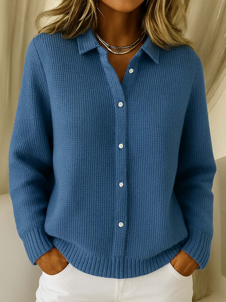 Cardigan Femme En Maille Douce Boutonné À Manches Longues