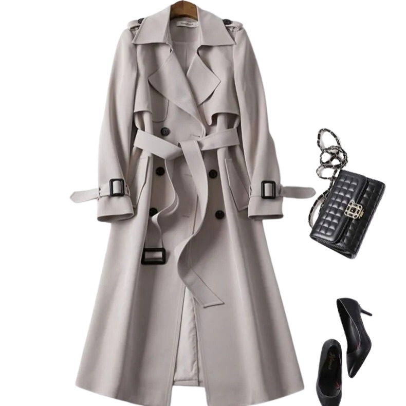 Manteau long boutonné et imperméable pour femme