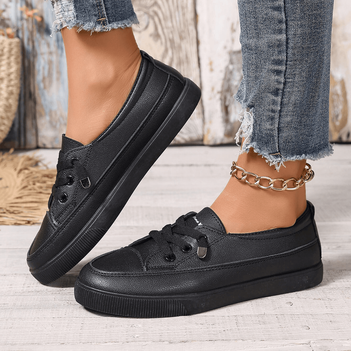 Chaussures Femme Orthopédiques En Cuir À Lacets Confortables
