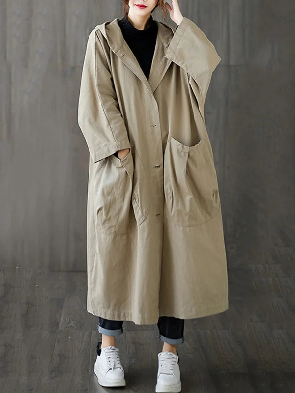 Manteau Imperméable Femme Long Oversize À Capuche
