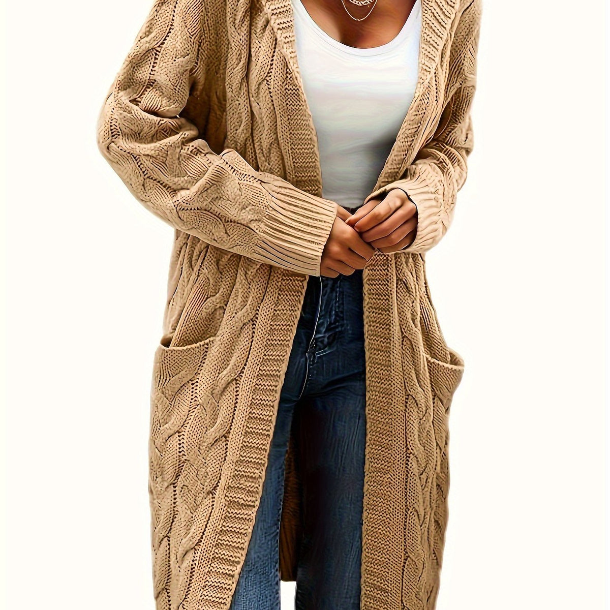 Gilet Femme En Maille Sans Col Avec Poche Pratique