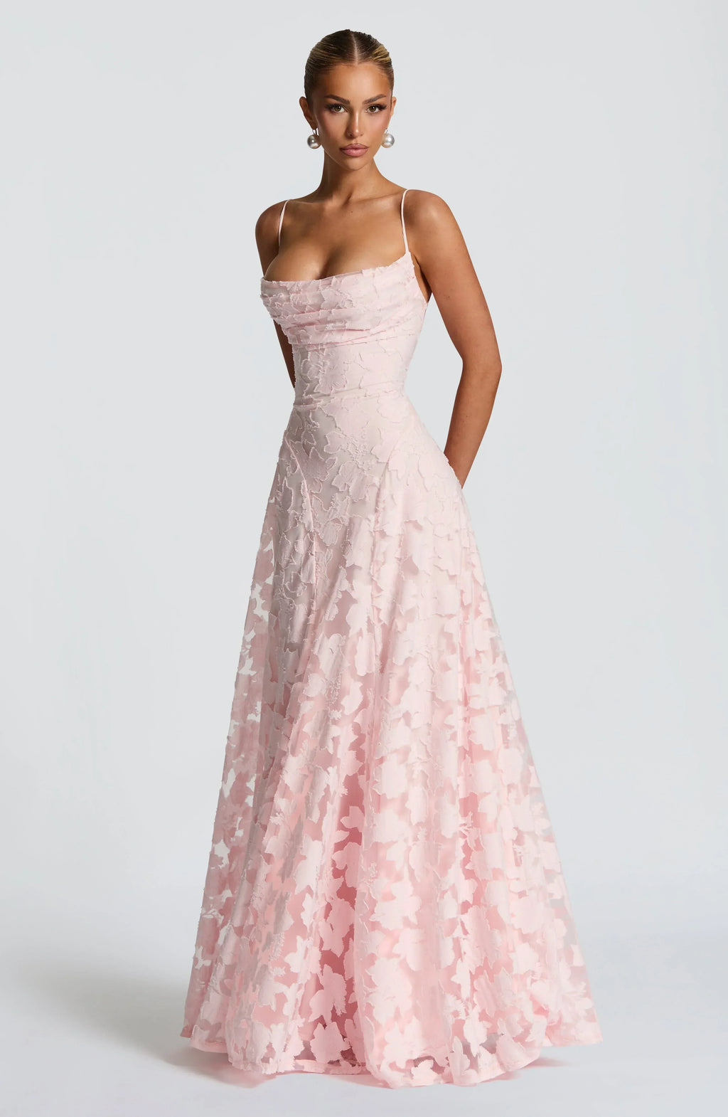 Robe longue en dentelle florale pour femme