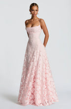 Robe longue en dentelle florale pour femme