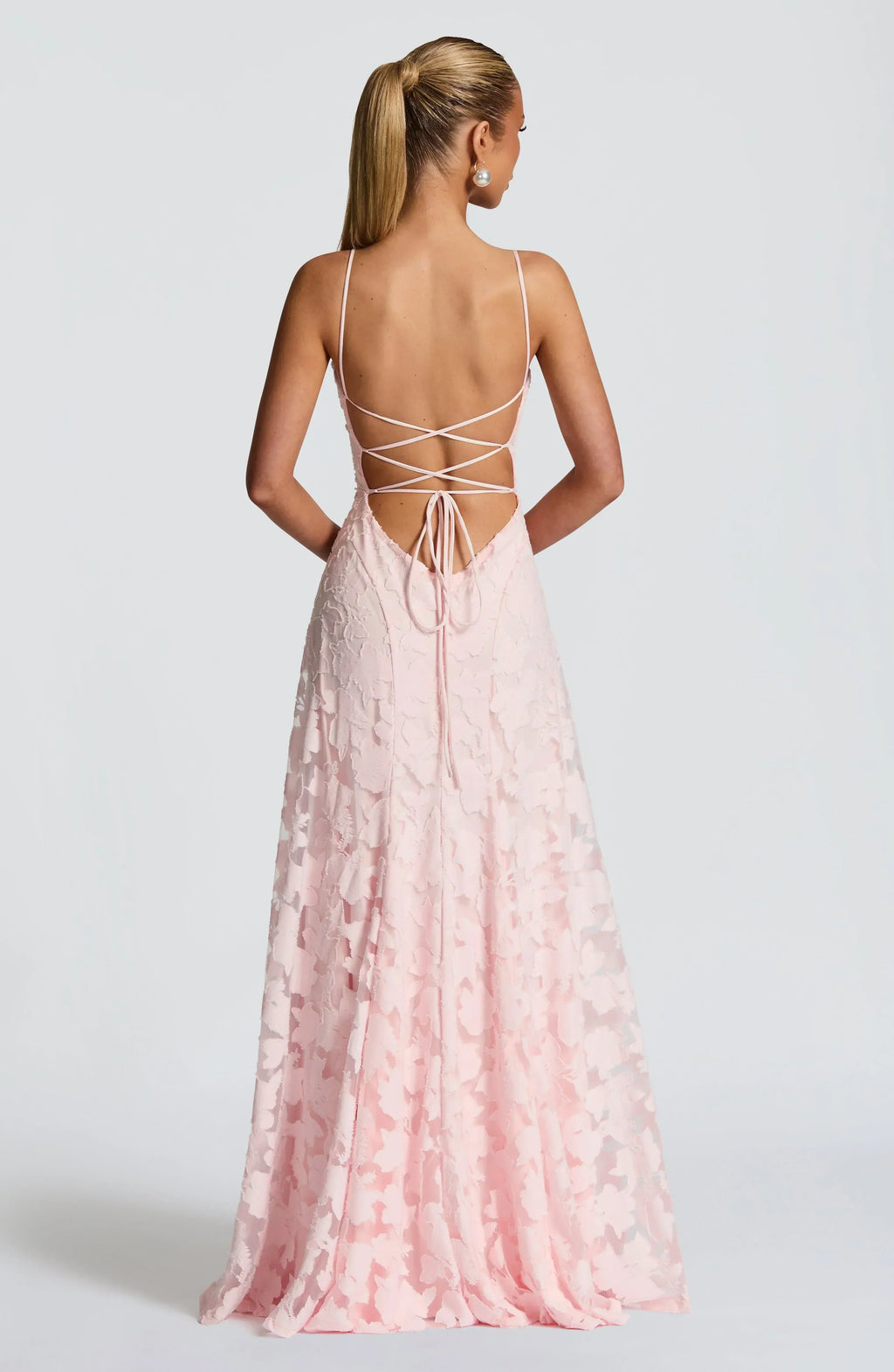 Robe longue en dentelle florale pour femme