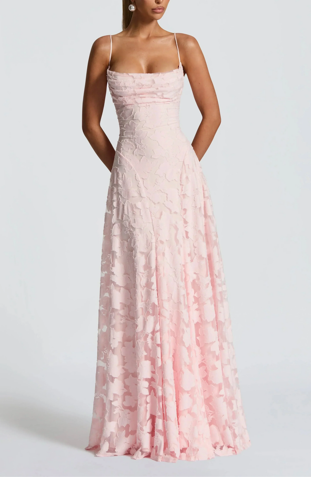 Robe longue en dentelle florale pour femme