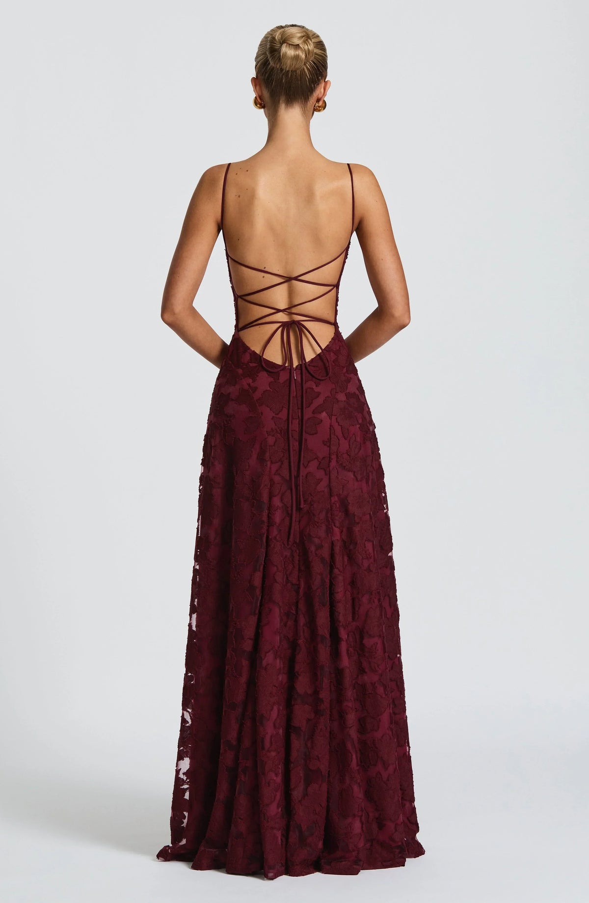 Robe longue en dentelle florale pour femme
