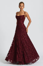 Robe longue en dentelle florale pour femme