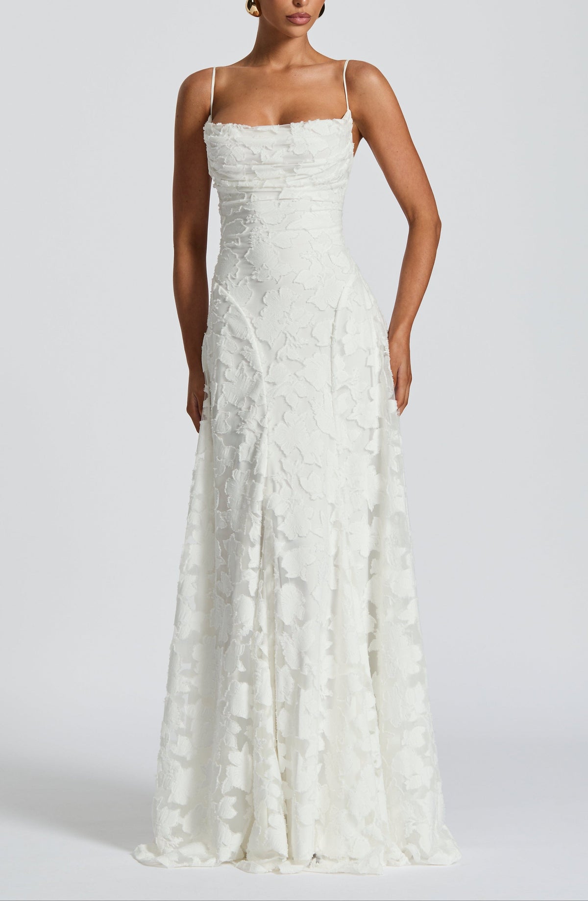 Robe longue en dentelle florale pour femme