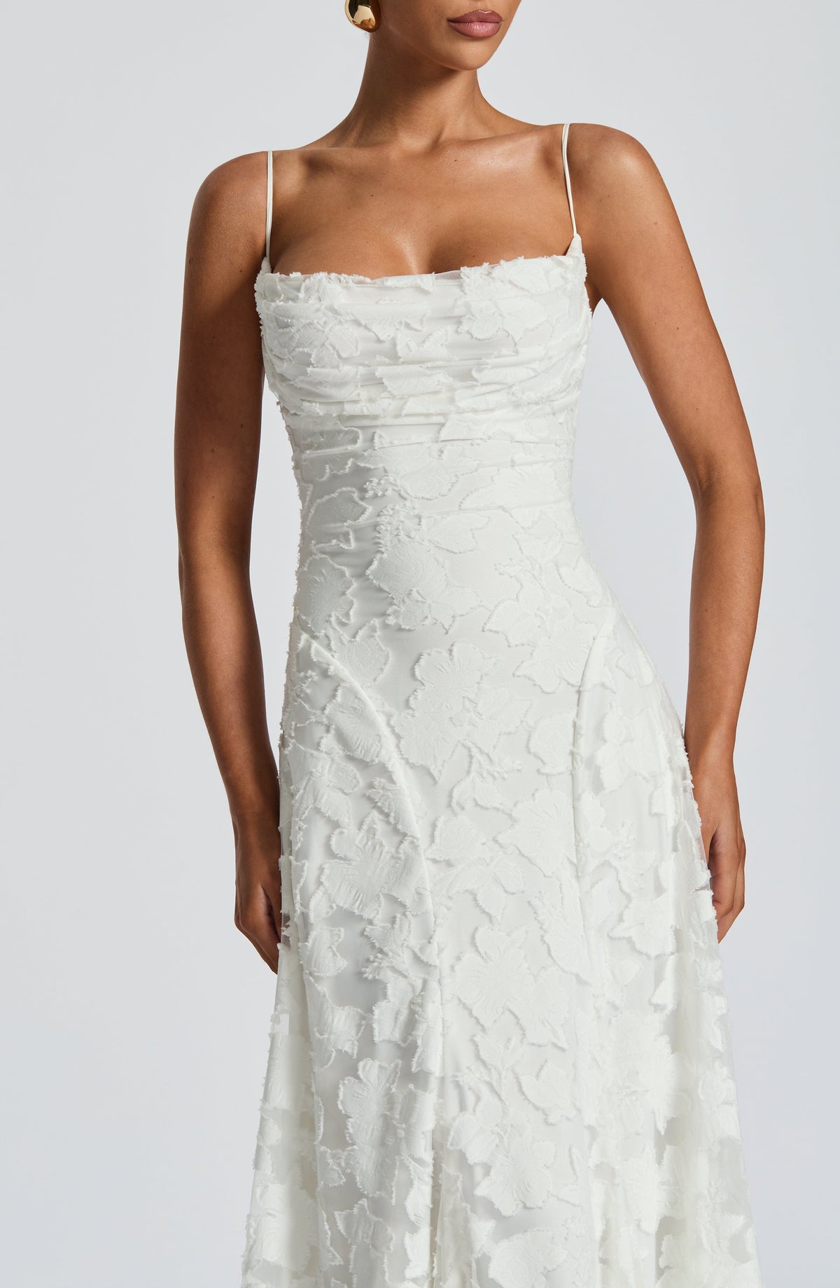 Robe longue en dentelle florale pour femme