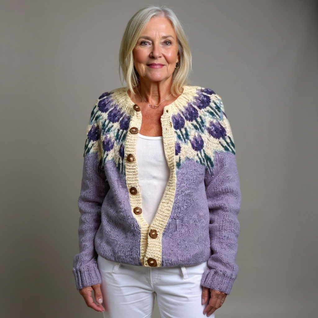 Cardigan Femme En Maille À Motif Nordique Douillet