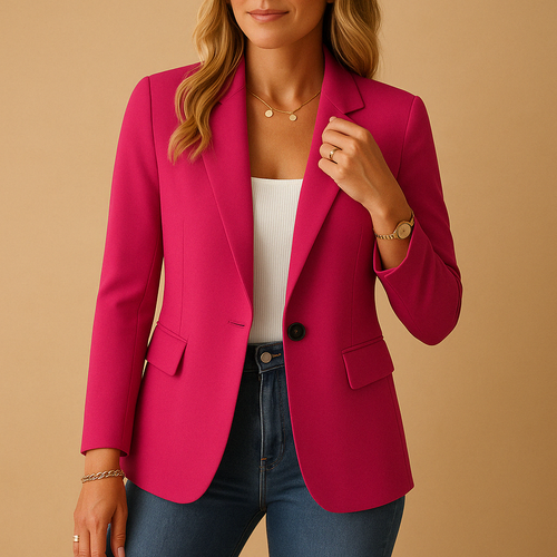 Blazer Femme Cintré En Tissu Stretch À Col À Revers