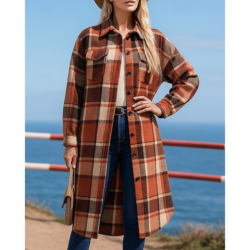 Manteau Long Femme À Carreaux