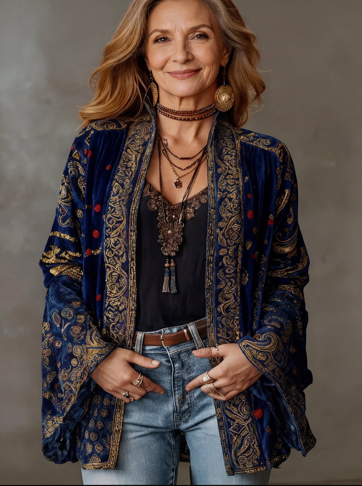 Veste Kimono Femme À Imprimé Bohème