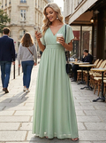 Robe Longue Femme En Mousseline À Volants Pour Soirée
