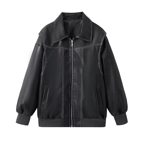 Veste Femme En Simili Cuir Oversize Style Biker