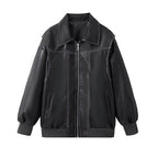 Veste Femme En Simili Cuir Oversize Style Biker