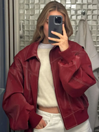 Veste oversized à coutures contrastées pour femme