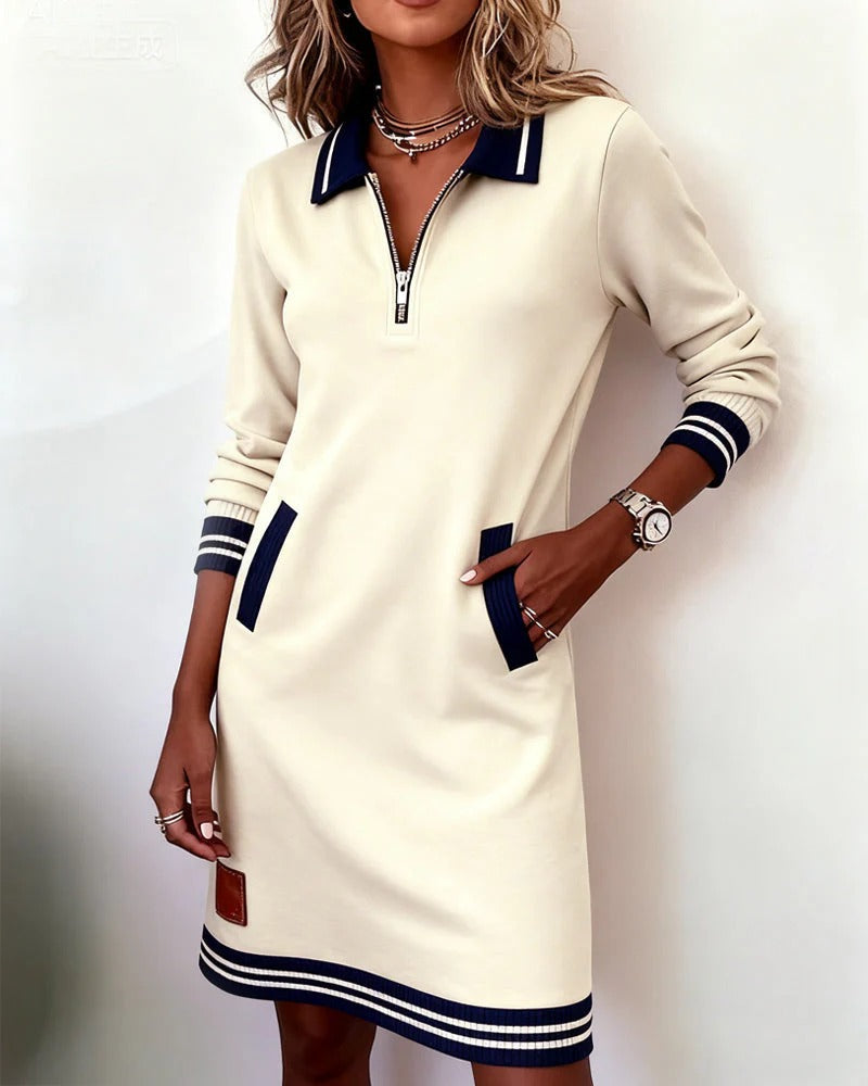 Robe Femme À Col Zippé Et Coupe Droite