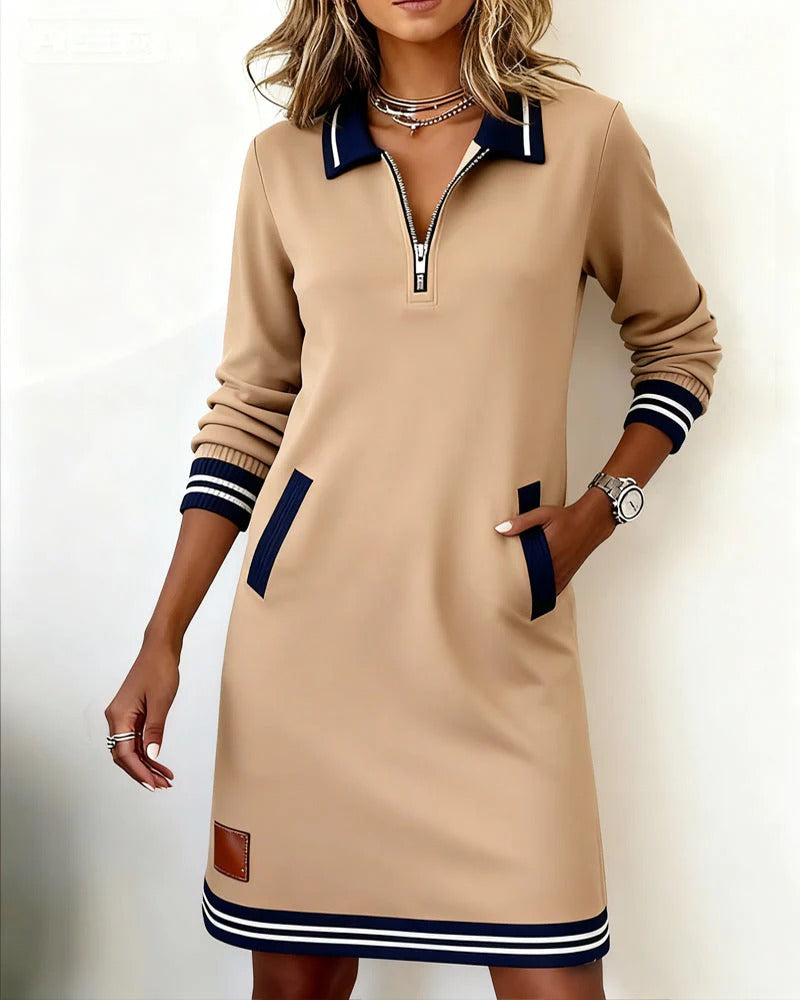 Robe Femme À Col Zippé Et Coupe Droite