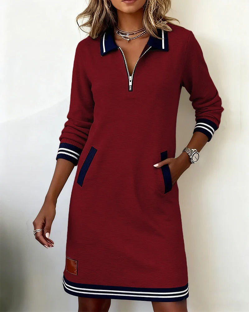 Robe Femme À Col Zippé Et Coupe Droite