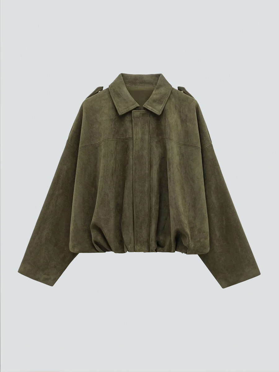 Veste Femme Oversize Effet Suédine À Col Classique
