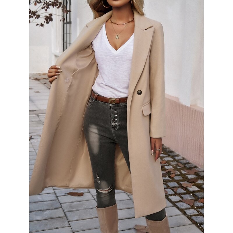 Manteau Long Cintré Femme À Col Tailleur