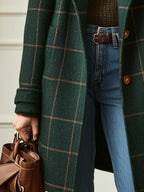 Manteau Femme À Carreaux Col Cranté Et Coupe Droite
