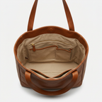 Sac cabas marron | Poche zippée intérieure et compartiments ouverts