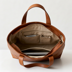 Sac cabas marron | Fermeture zippée et poches intérieures