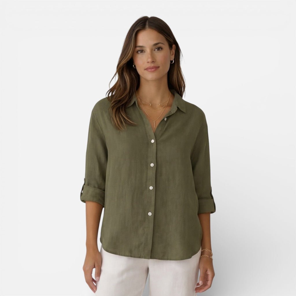 Chemise d'été légère effet lin coupe décontractée pour femme