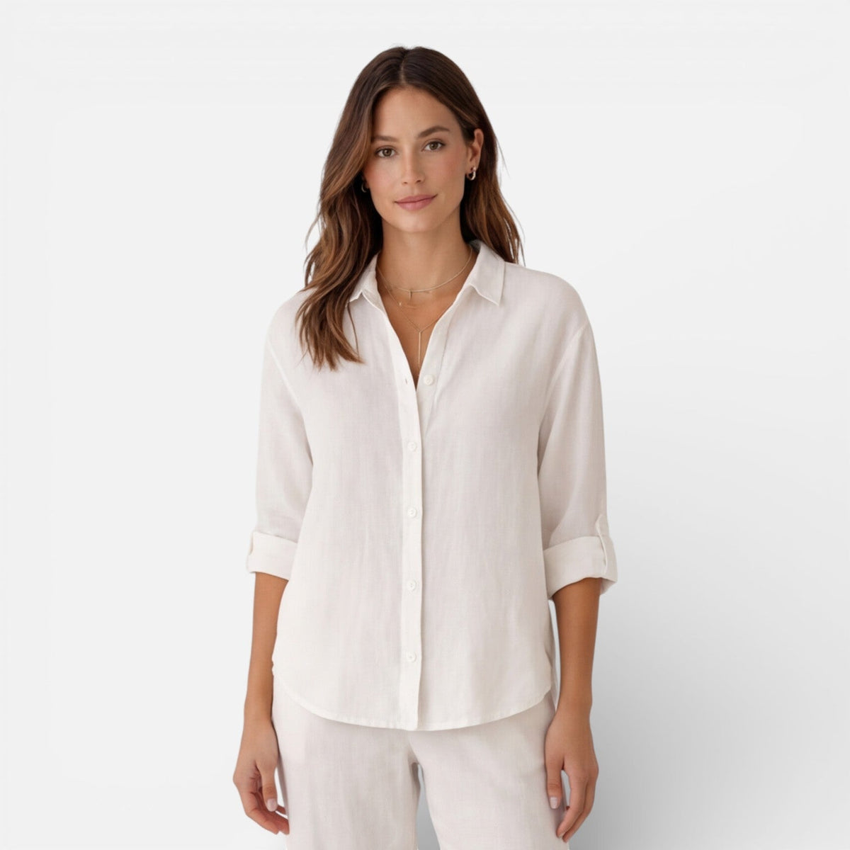 Chemise d'été légère effet lin coupe décontractée pour femme