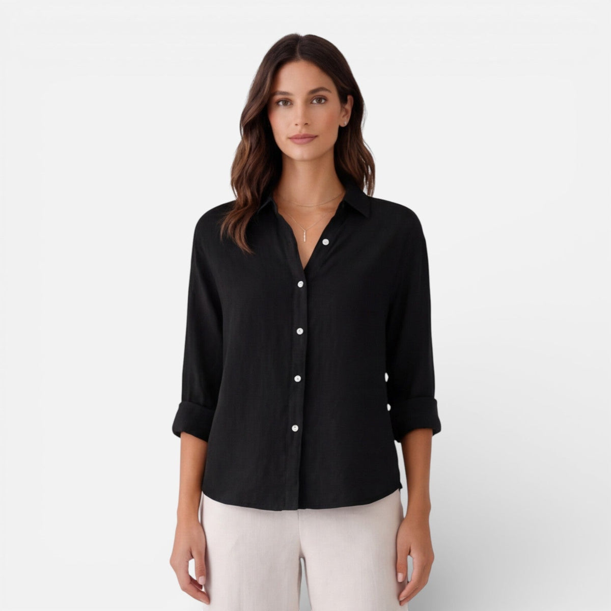 Chemise d'été légère effet lin coupe décontractée pour femme