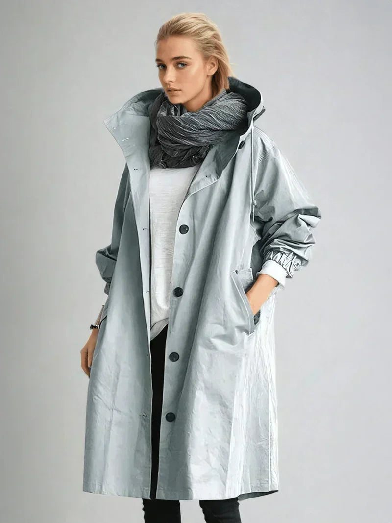 Veste de pluie légère à capuche et cordon pour femme