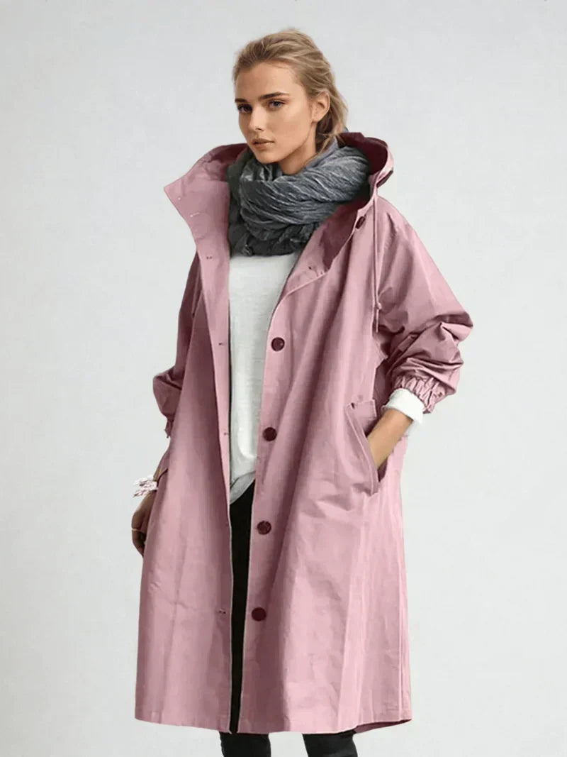 Veste de pluie légère à capuche et cordon pour femme