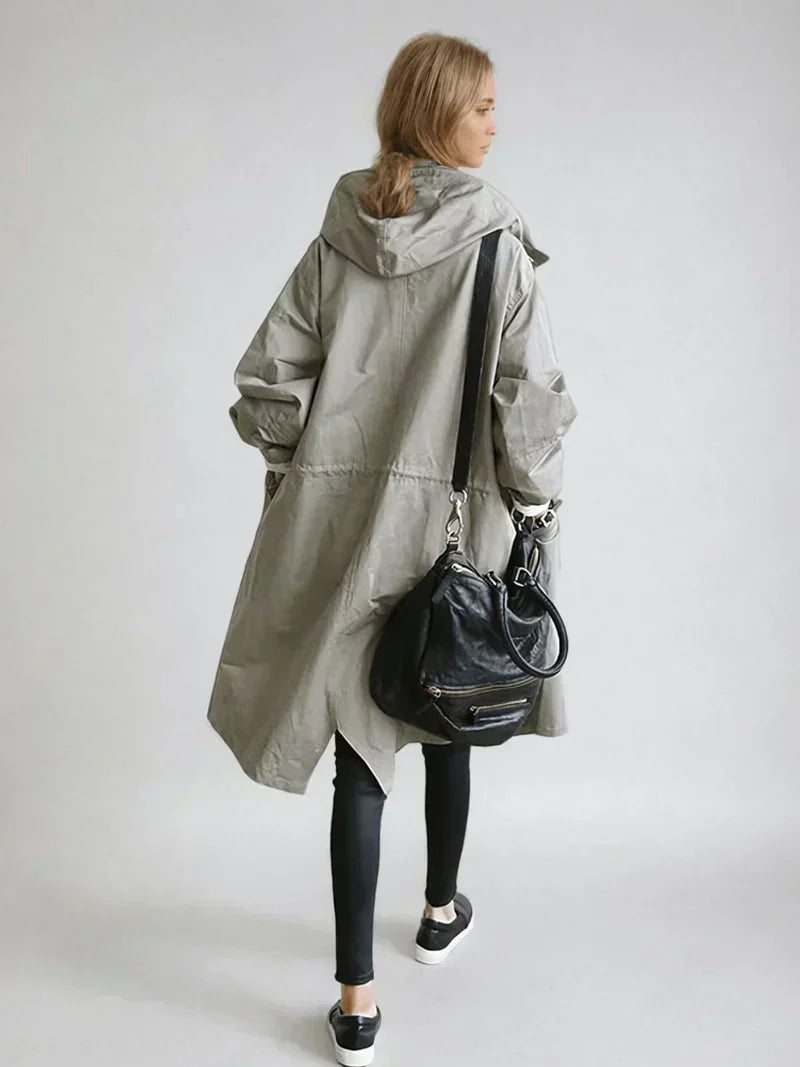 Veste de pluie légère à capuche et cordon pour femme