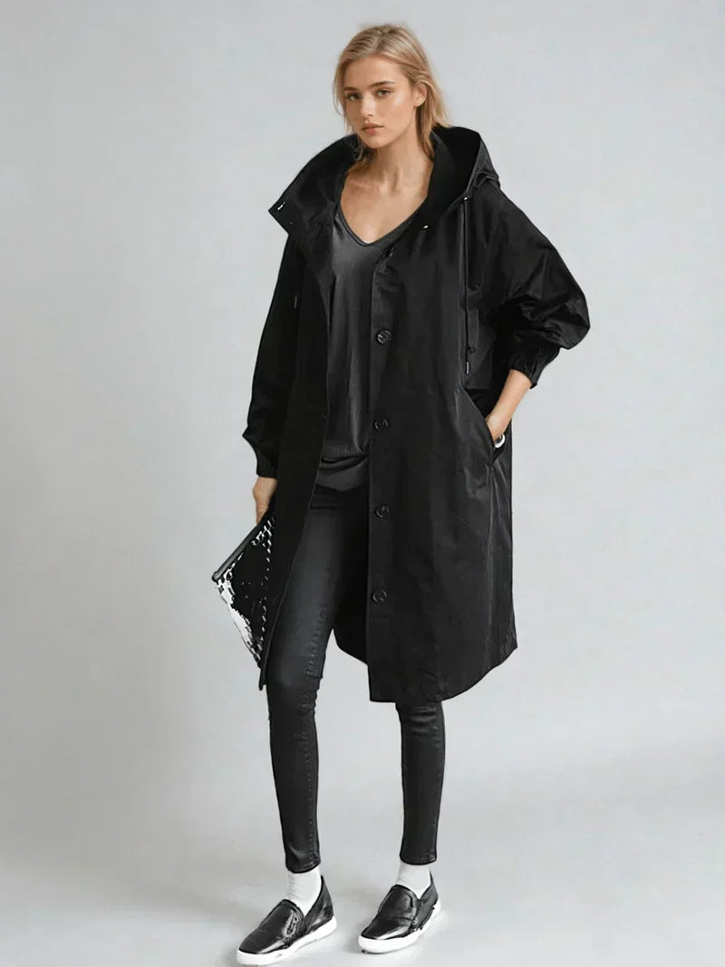 Veste de pluie légère à capuche et cordon pour femme