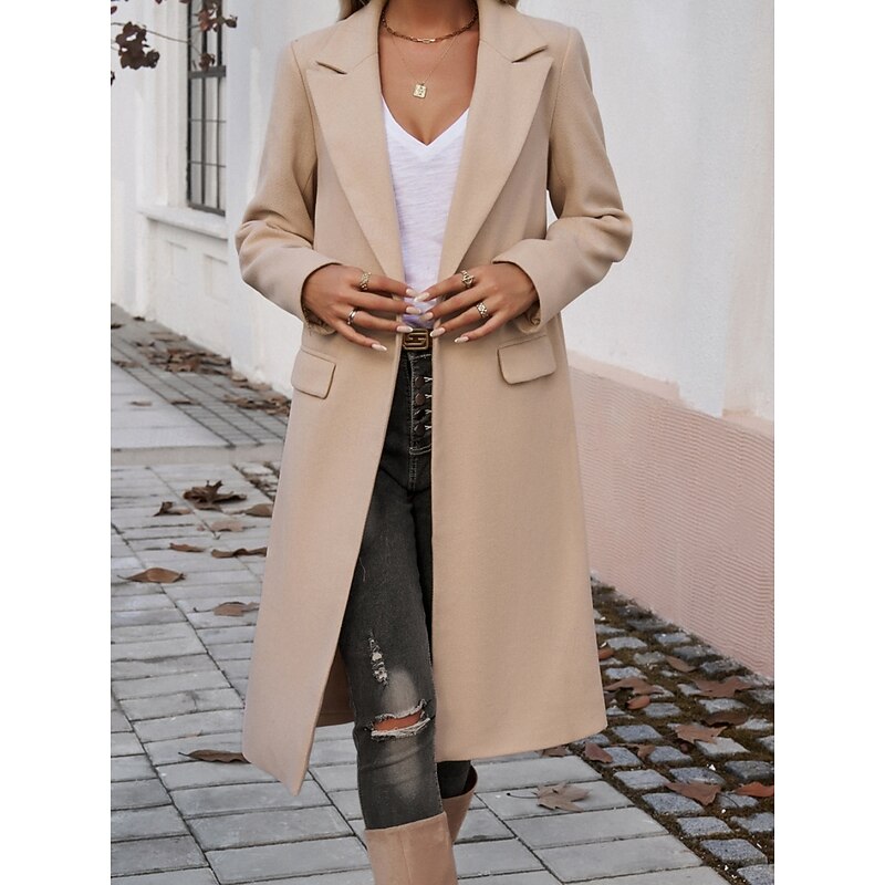 Manteau Long Cintré Femme À Col Tailleur