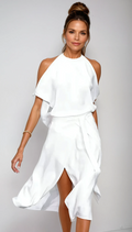 Robe Midi Femme Épaules Dénudées Et Ourlet Asymétrique