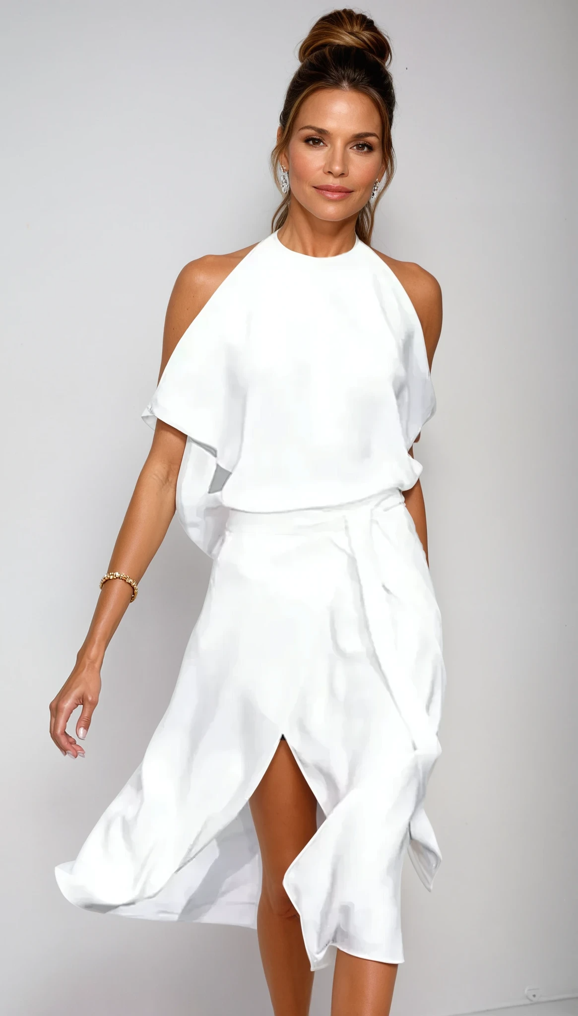 Robe Midi Femme Épaules Dénudées Et Ourlet Asymétrique