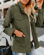 Veste Femme Mi-Saison Utilitaire À Col Montant Et Poches