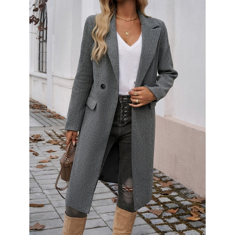 Manteau Long Cintré Femme À Col Tailleur