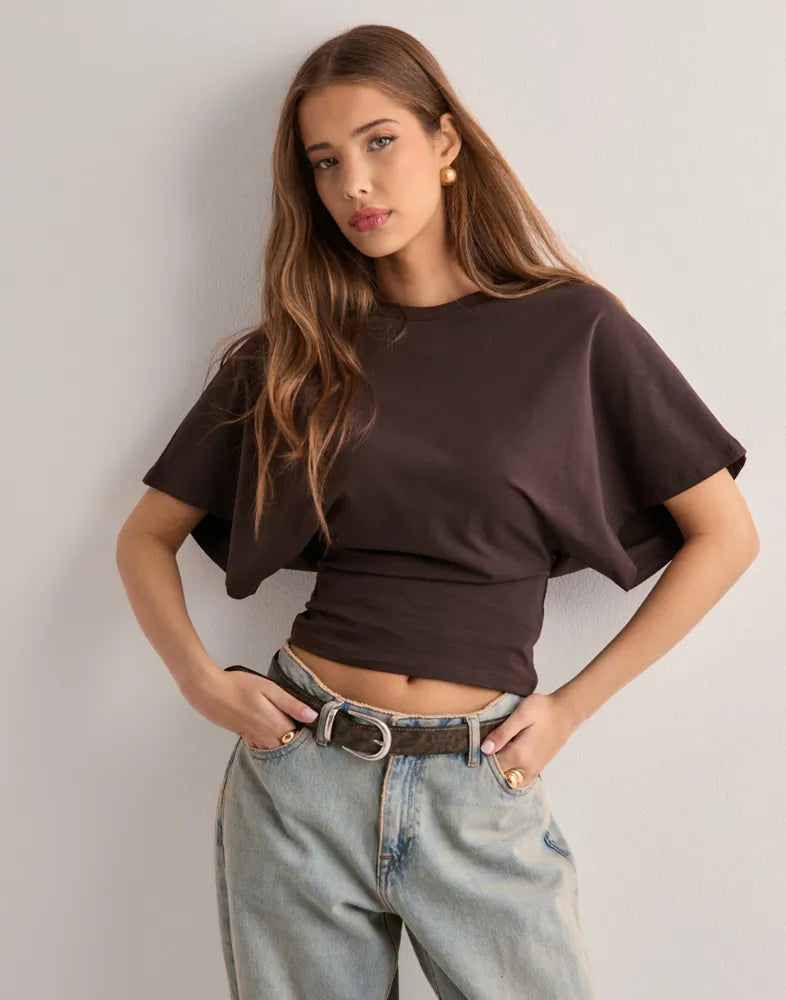 T-Shirt Femme À Manches Évasées Et Coupe Cintrée