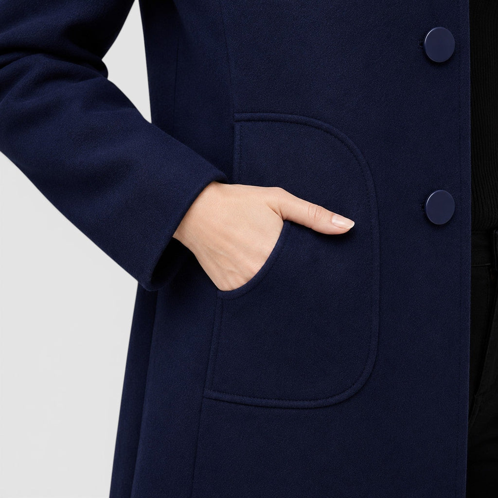 Manteau long en laine mélangée à coupe tailleur pour femme