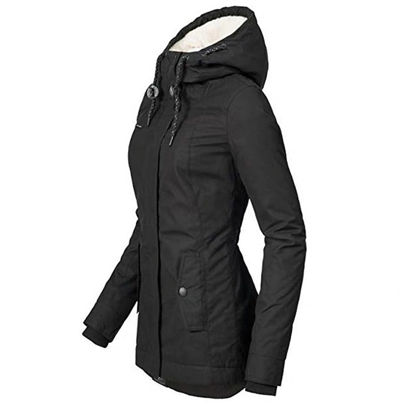 Parka À Capuche Femme Chaude Et Cintrée