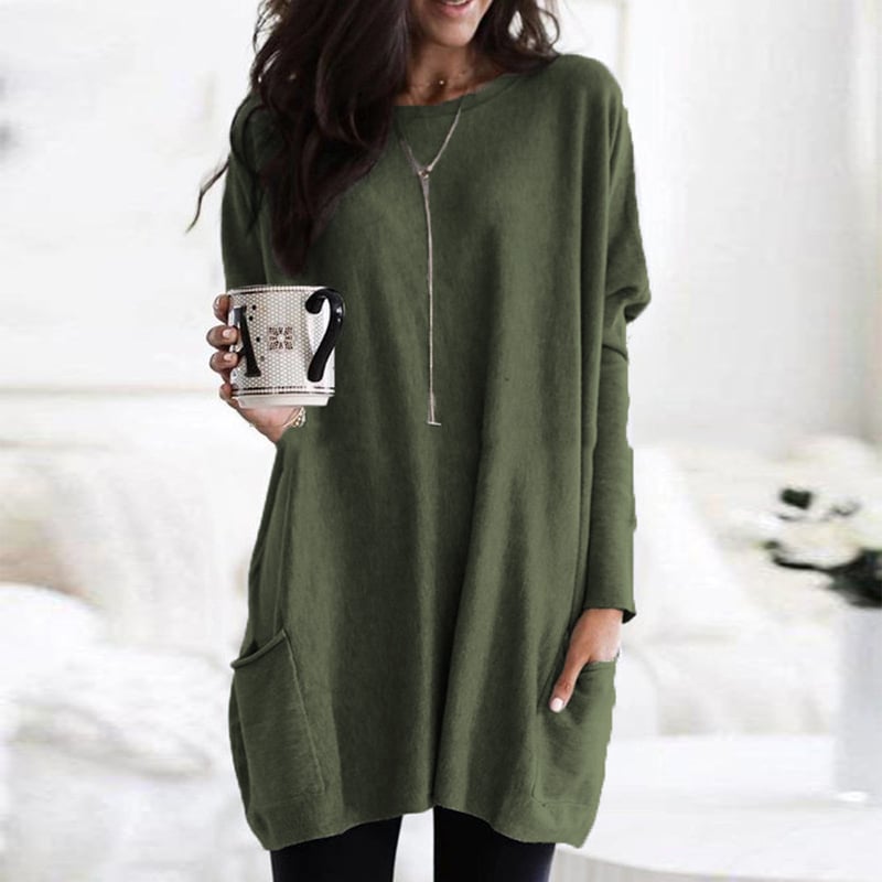 Robe Pull Femme En Maille Col Rond Coupe Oversize