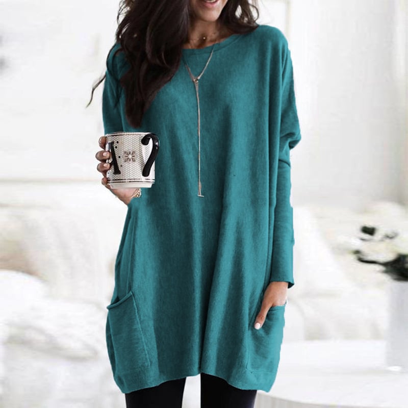 Robe Pull Femme En Maille Col Rond Coupe Oversize