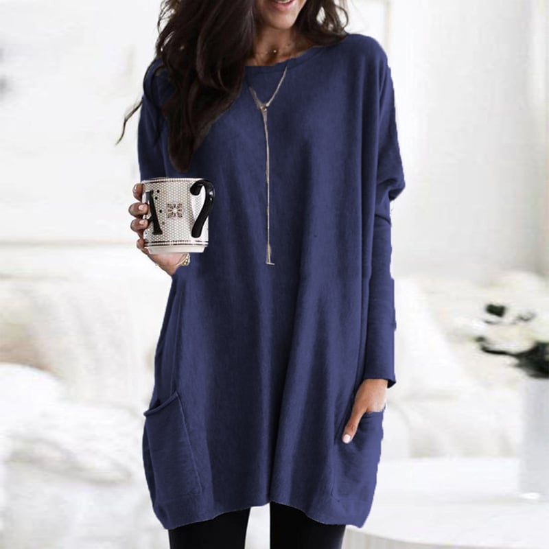 Robe Pull Femme En Maille Col Rond Coupe Oversize